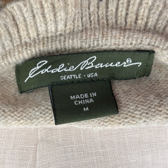 Eddie Bauer Lambswool Fair Isle Knit Cardigan Sweater Size Medium - Picture 10 of 11